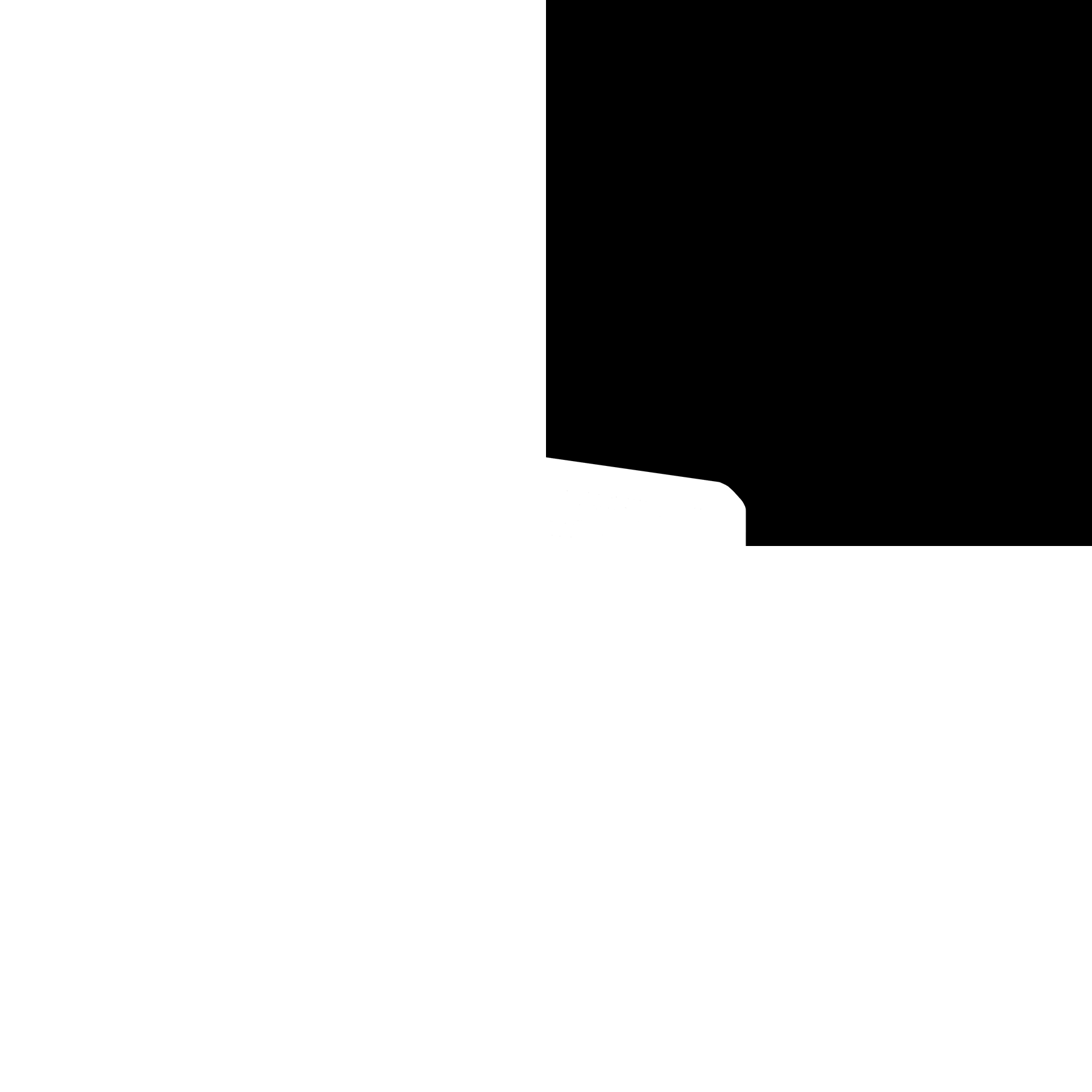 A black and white image of a corner of a piece of paper on a white background.