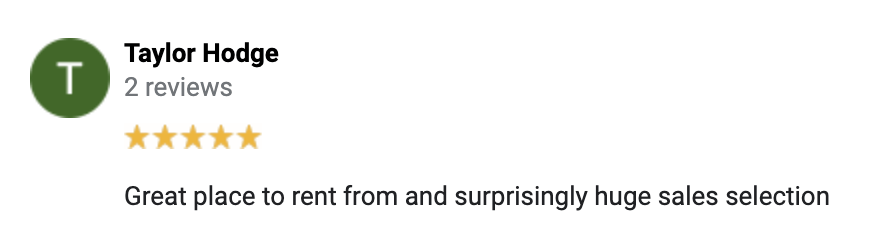 A review from taylor hodge is a great place to rent from and surprisingly huge sales selection.