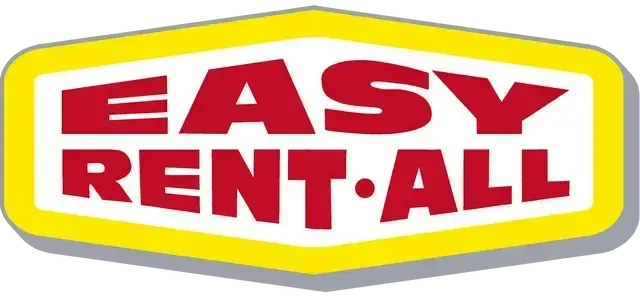 The logo for easy rent all is yellow and red