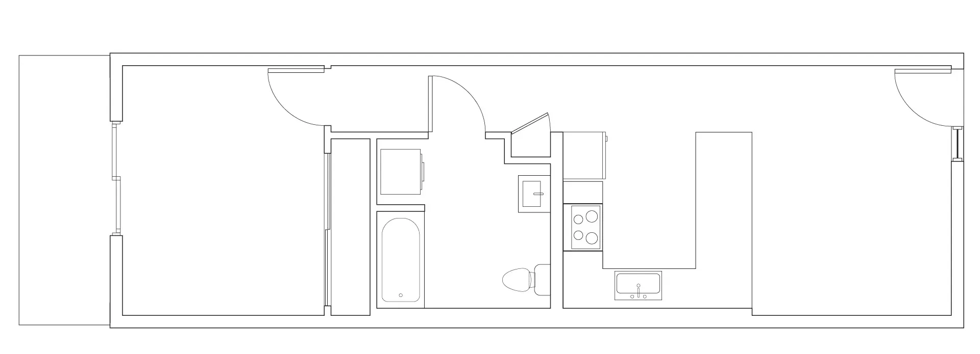 Designer 1 Bedroom 1 Bath Floor Plan