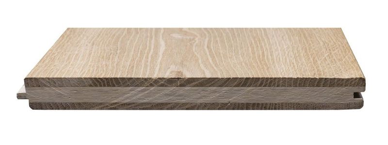 Vista in sezione trasversale di un pavimento in legno stratificato.