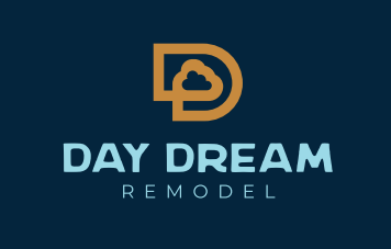 Day Dream Remodel logo in gold and blue on a dark blue background