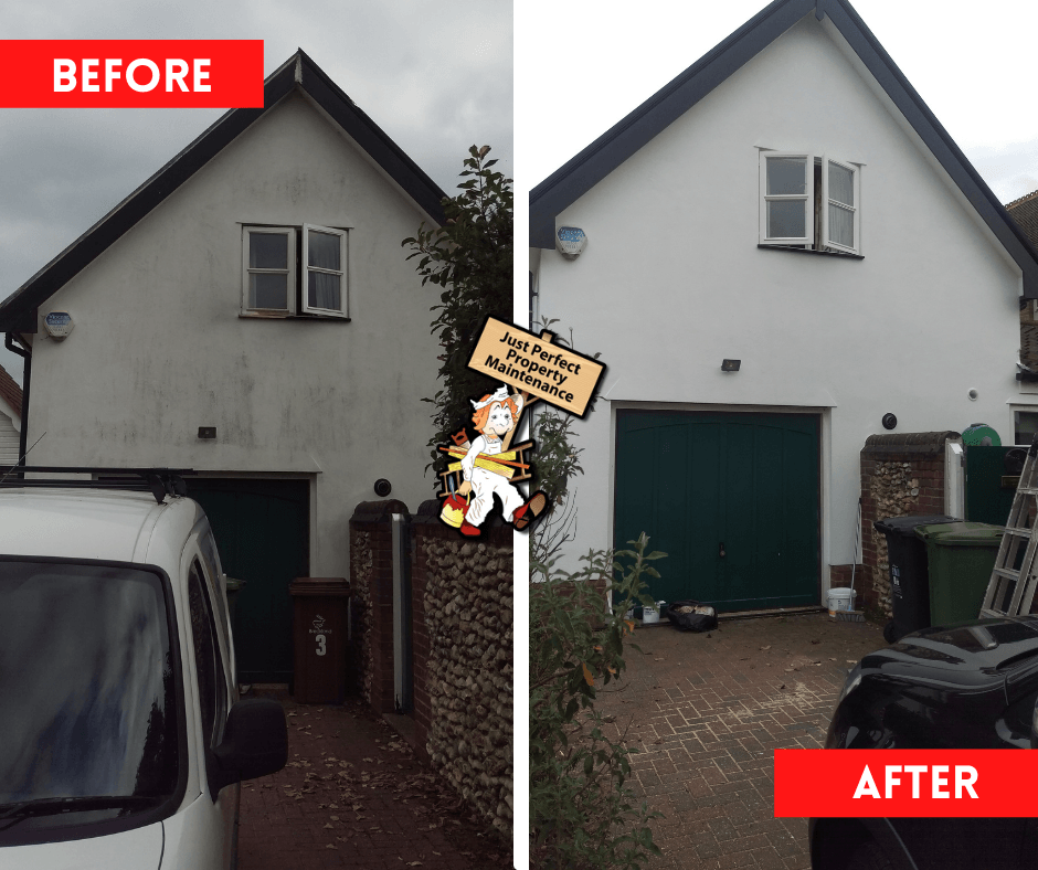 before and after of a completed property maintenance job in the east anglia region