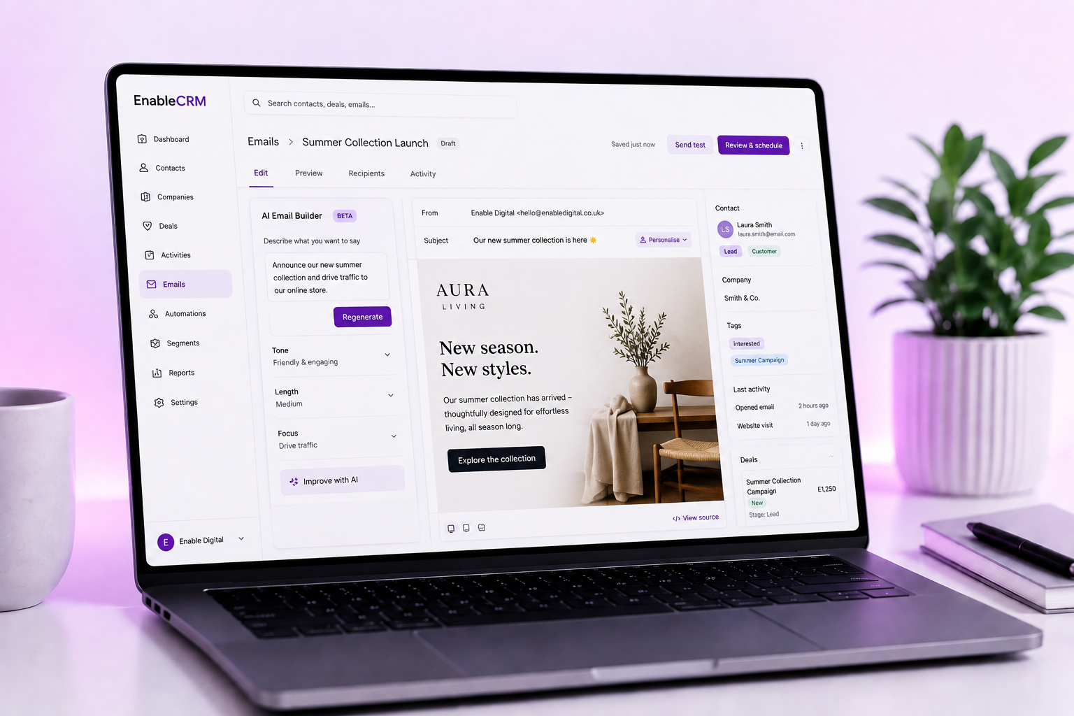 Email and CRM managed by Enaible