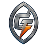 A metallic, stylized 