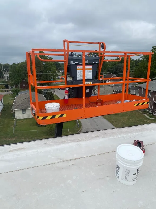 Roof replacement job site