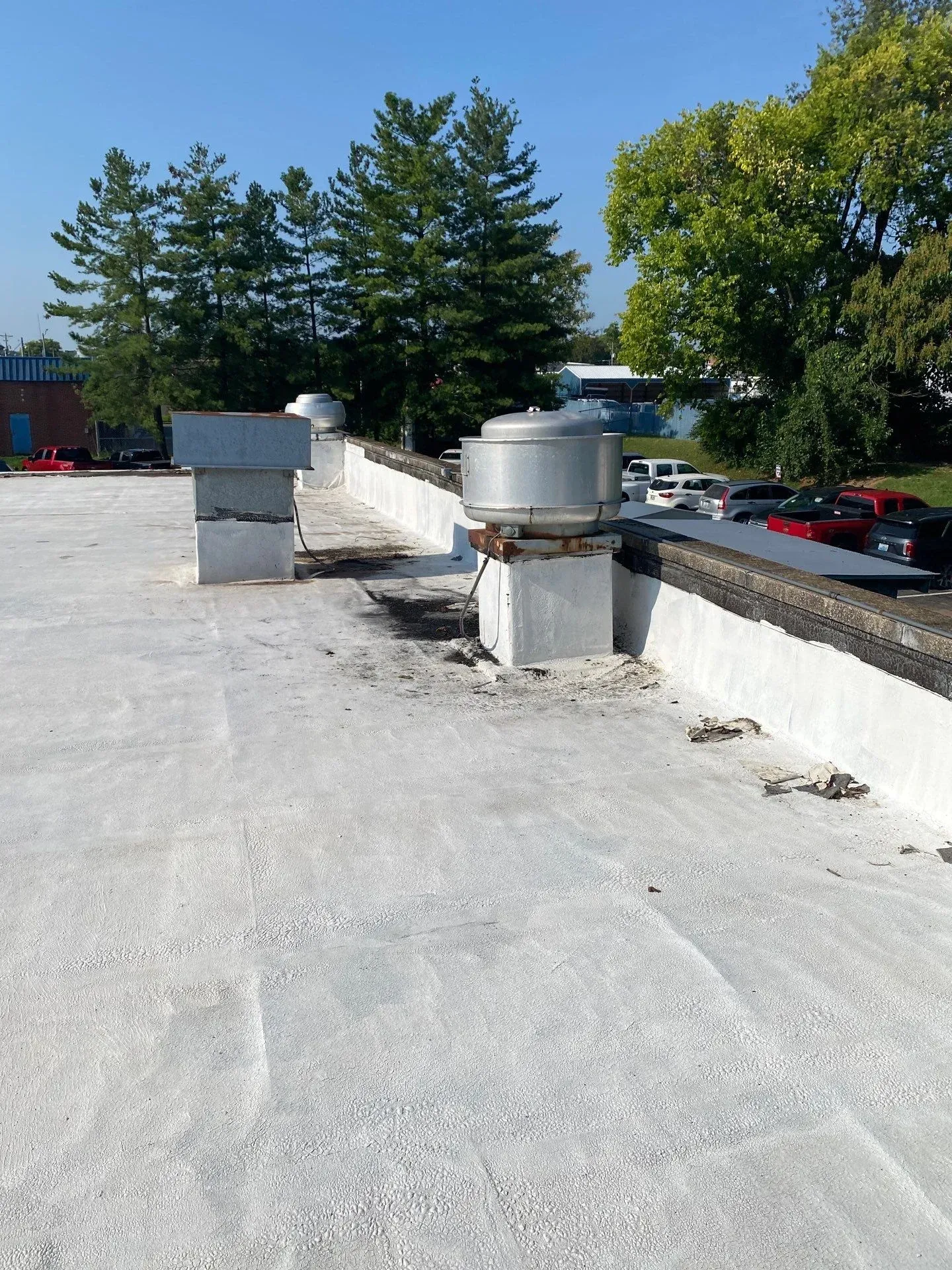 Area of exposed and damaged roof membrane found during a maintenance inspection in Bowling Green, Kentucky