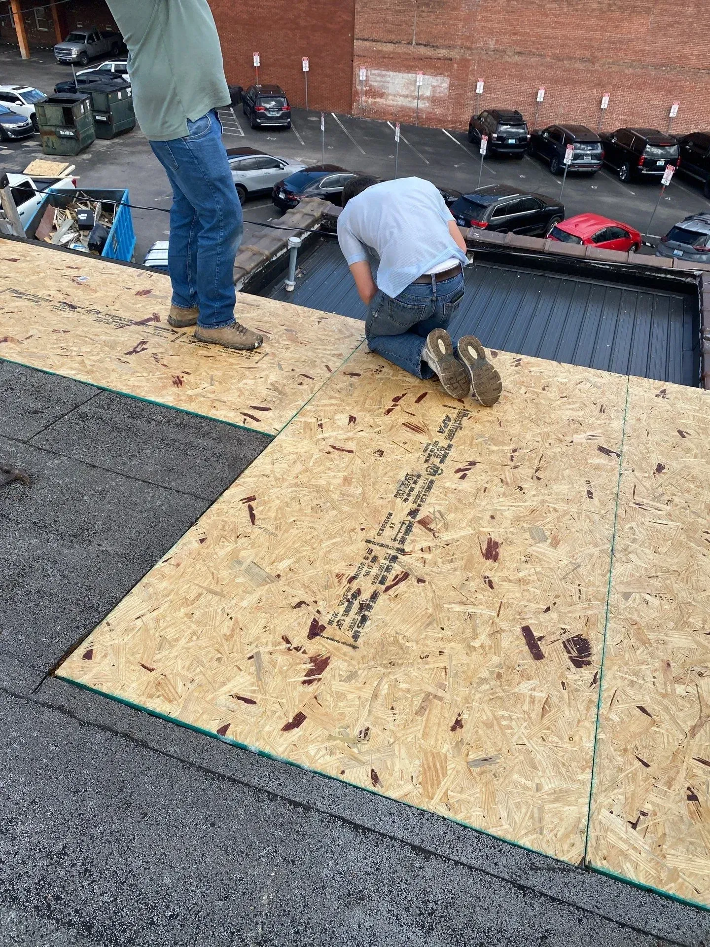 Side-by-side comparison of commercial roof restoration and replacement work