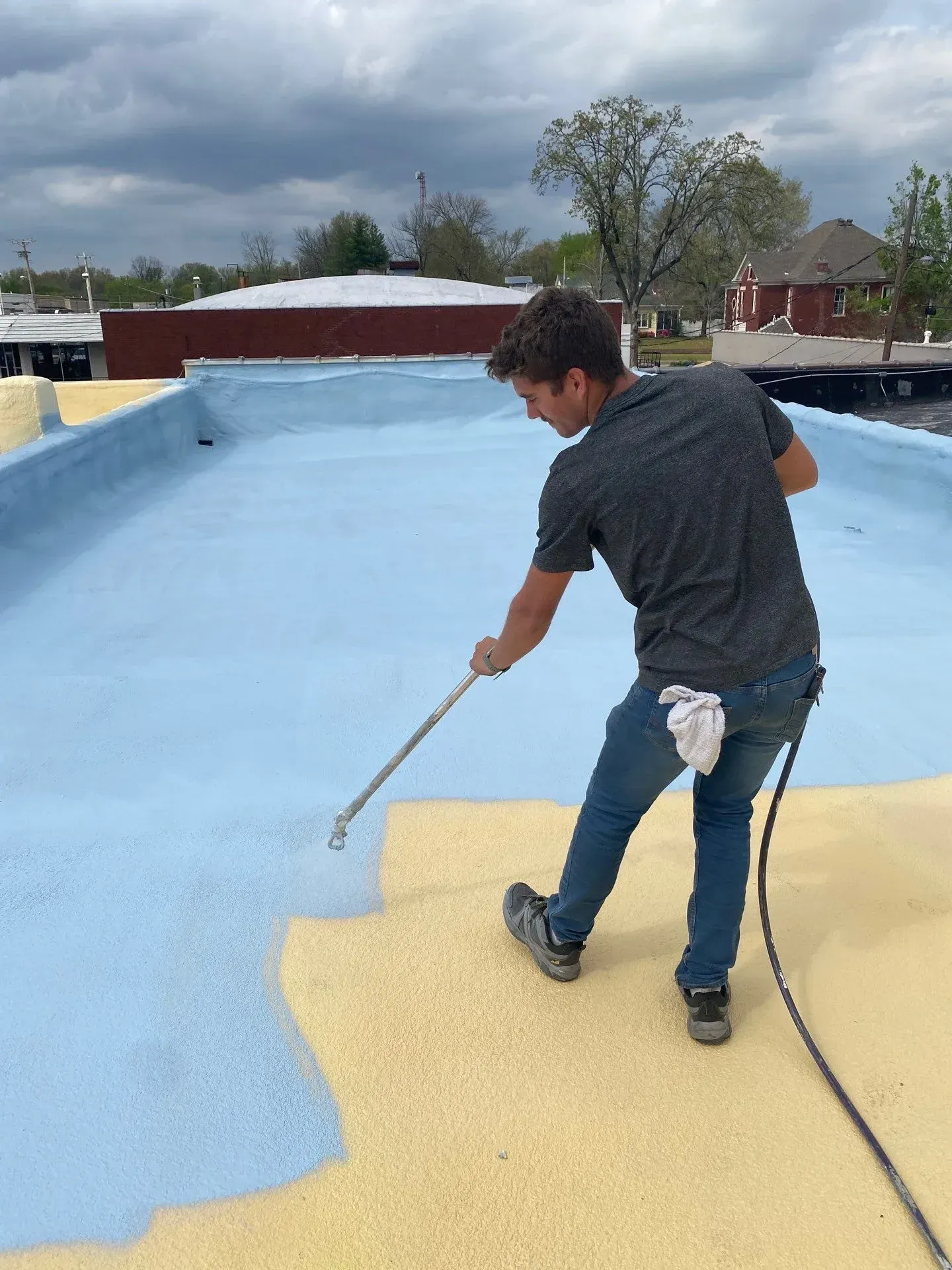 Roof replacement job site