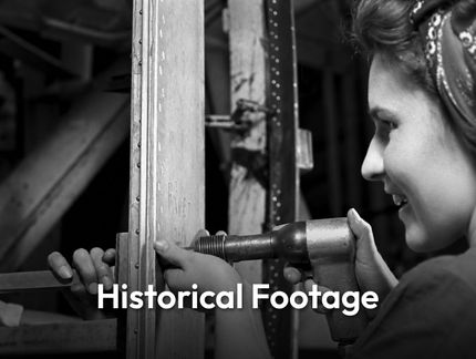 Black and white still footage of girl handling tools