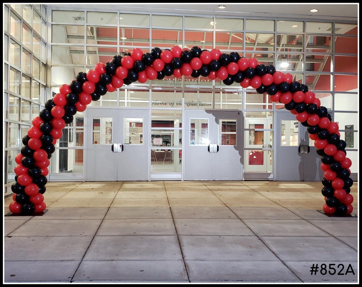 Red and Black large spiral balloon arch