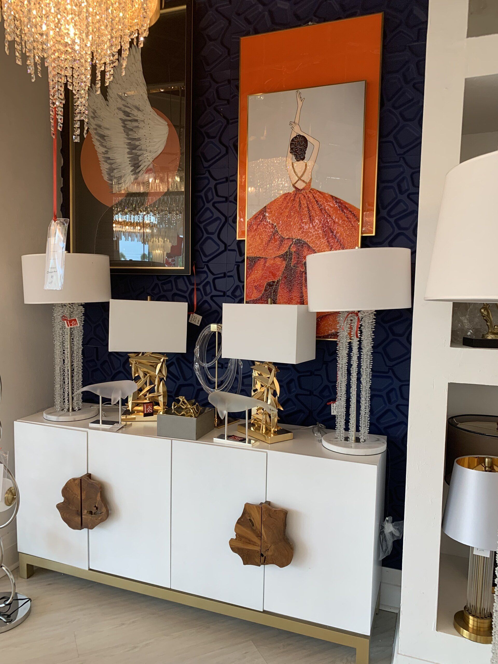 Luxury White Lamps Display | Naples, FL | Lighting and Design Studio