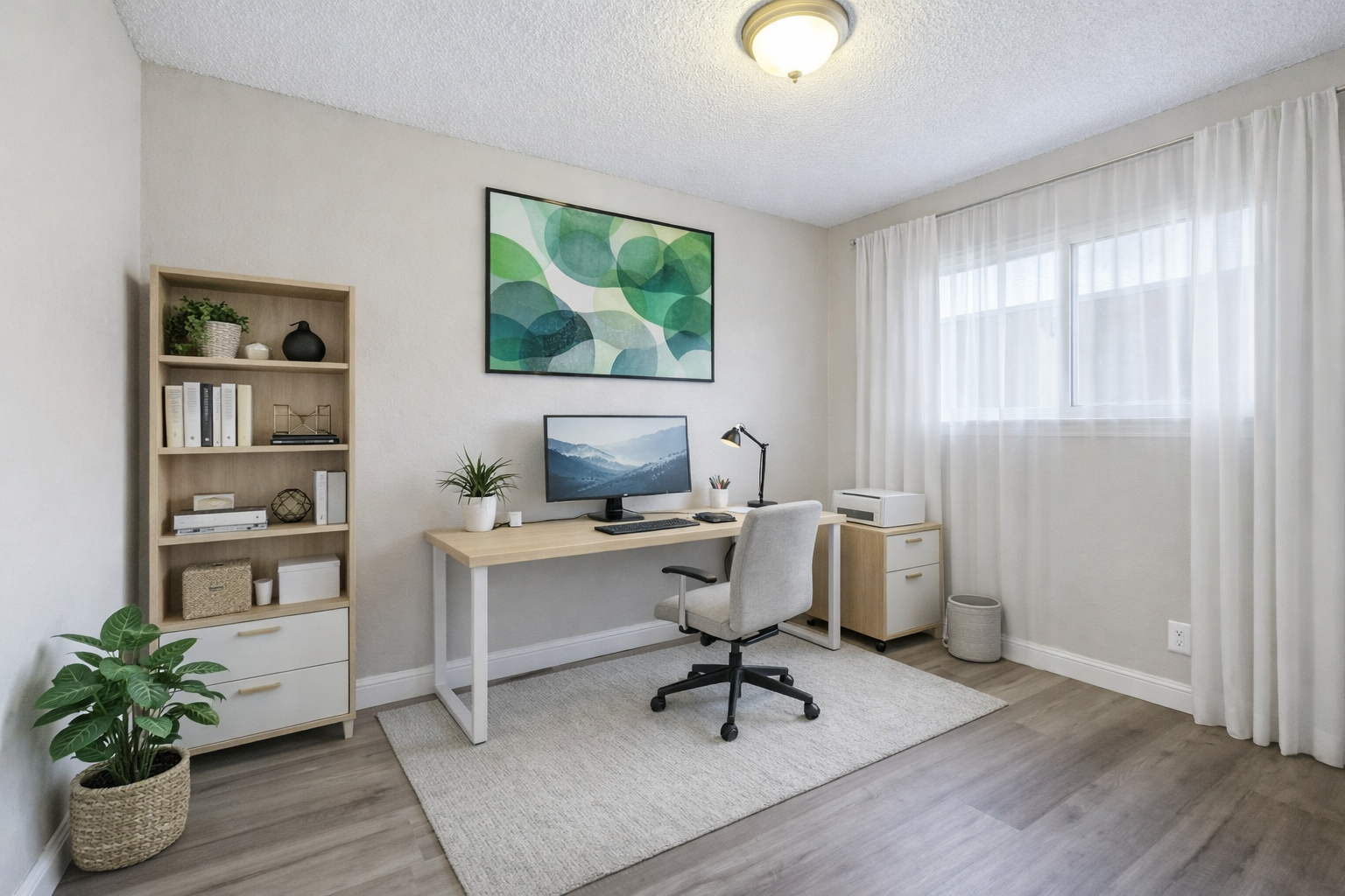 modern, furnished home office