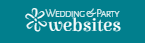 Wedding Party Websites logo on teal background with white flower icon and text