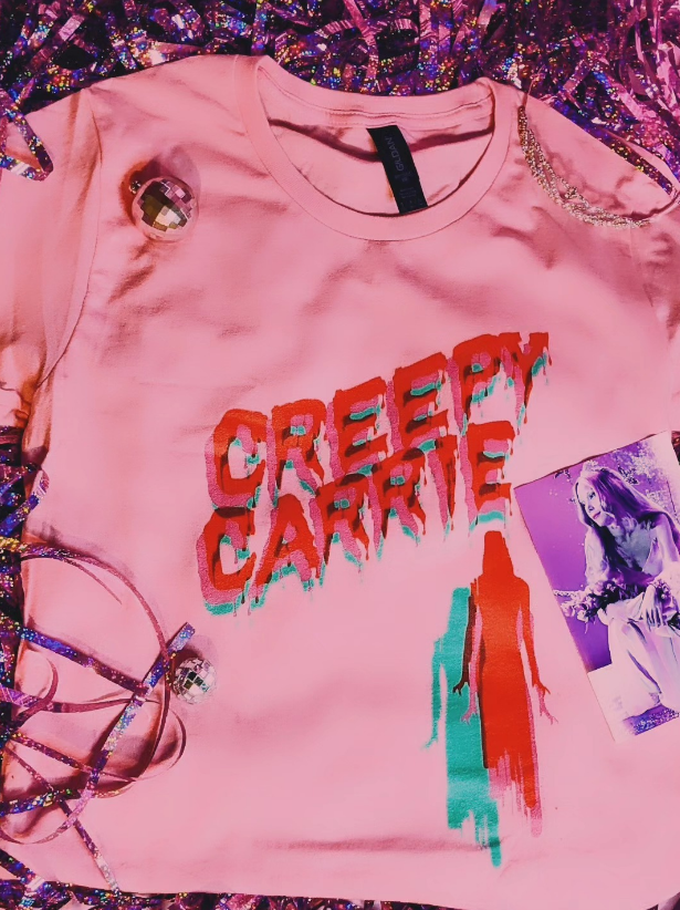 A pink t-shirt with 