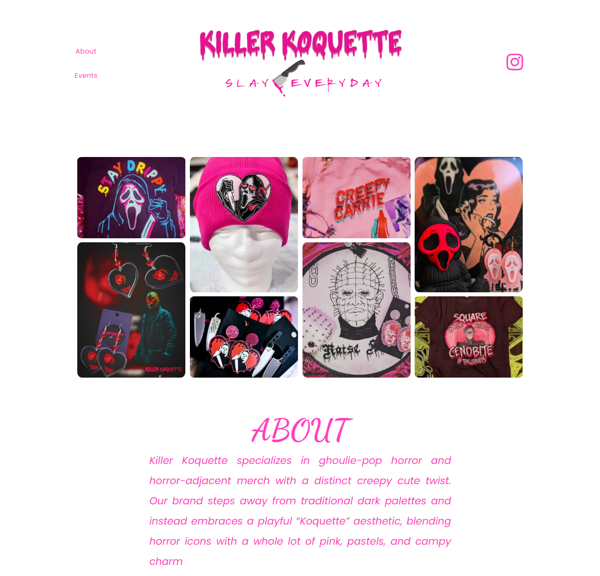 A website home page for