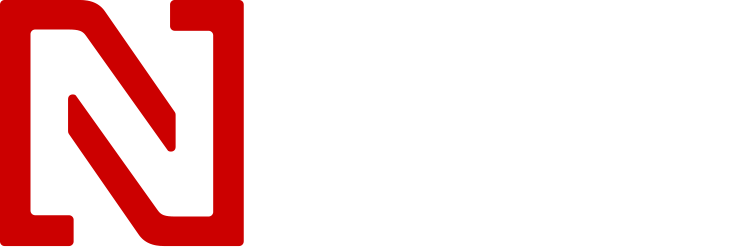 La lettera n è rossa e bianca su sfondo bianco.