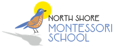 The logo for North Shore Montessori school shows a bird and the sun.