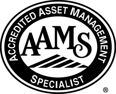 Accredited Asset Management Specialist (AAMS) logo: black and white oval with