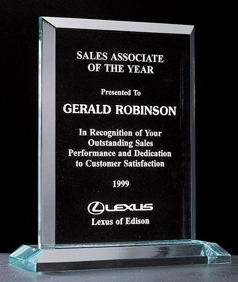 Apex beveled thick acrylic recognition award.