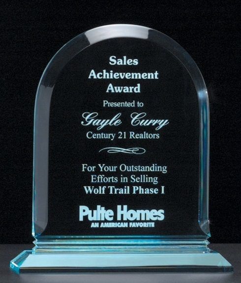 Arch shape clear acrylic award.