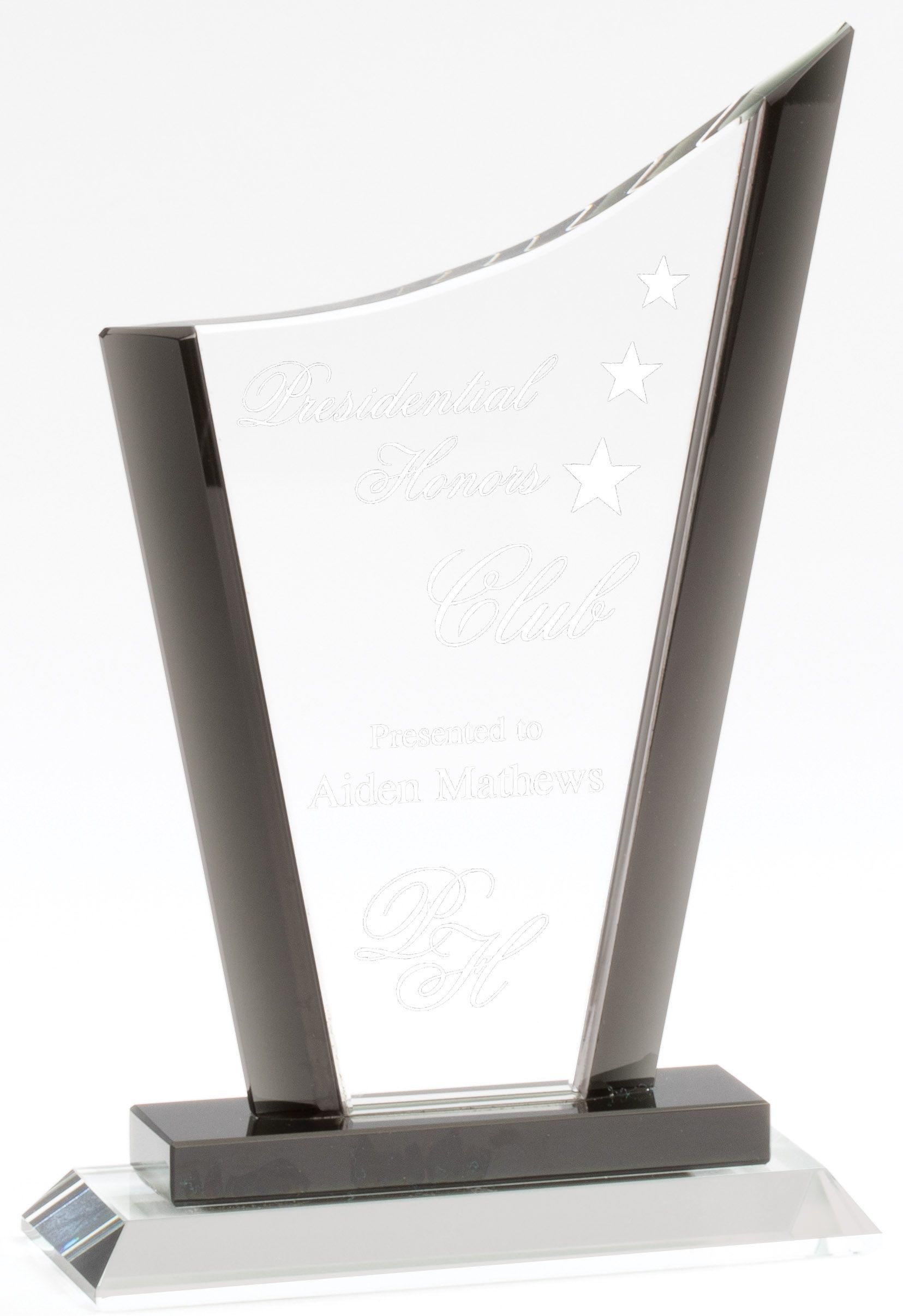 Crystal and black recognition award.