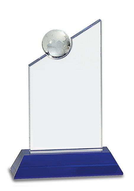 Crystal award with inset crystal globe.