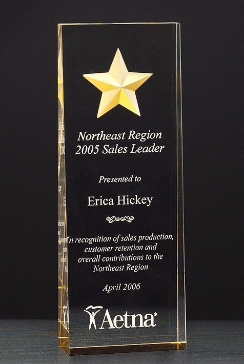 Constellation acrylic award with gold star and gold accent.