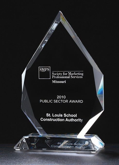 Flame series multi faceted crystal recognition award.