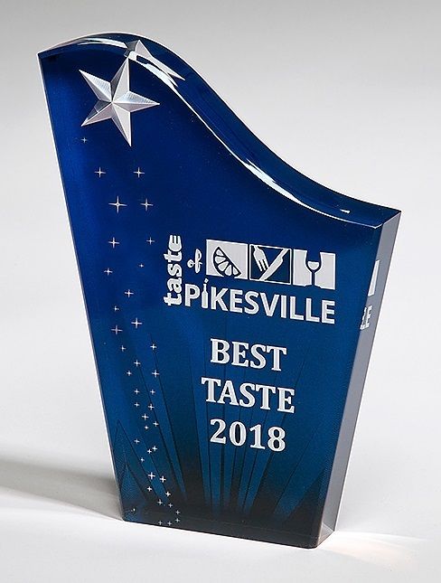Blue acrylic with constellation recognition award.