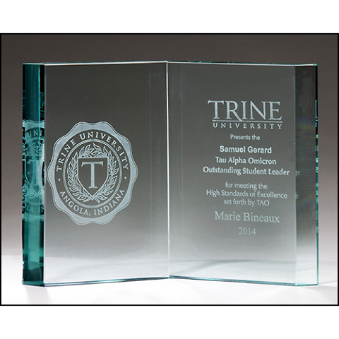 Glass book recognition award.