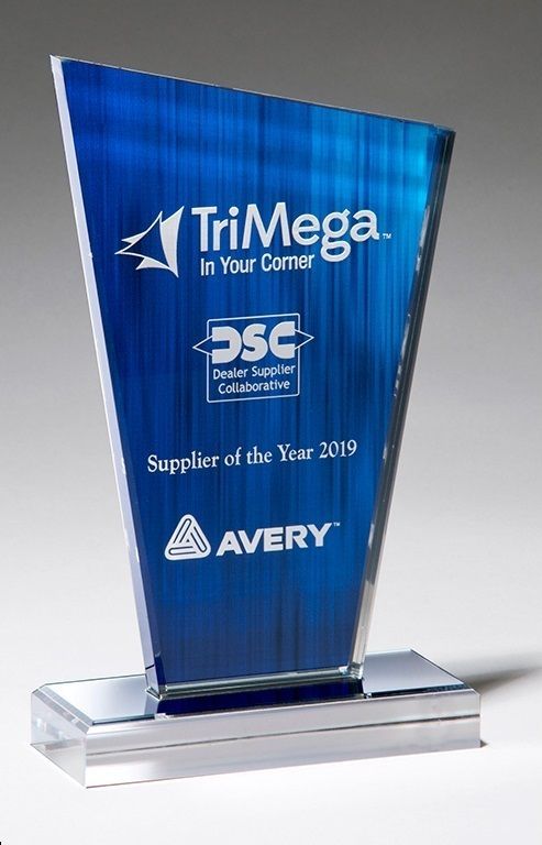 Peak rich blue background acrylic recognition award.