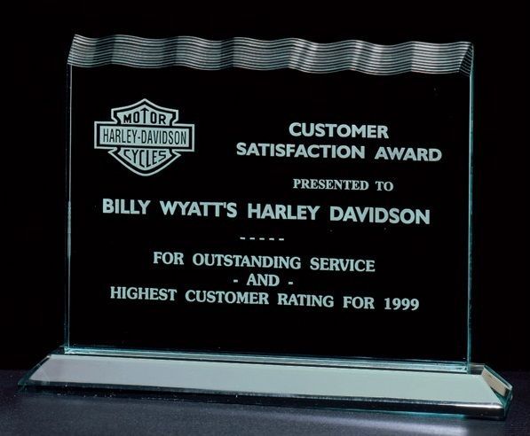 Wave edge rectangle shape acrylic recognition award.