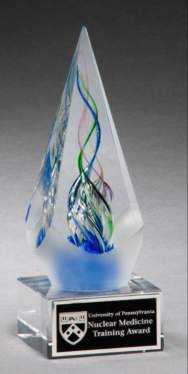 Arrow shaped art glass recognition award.