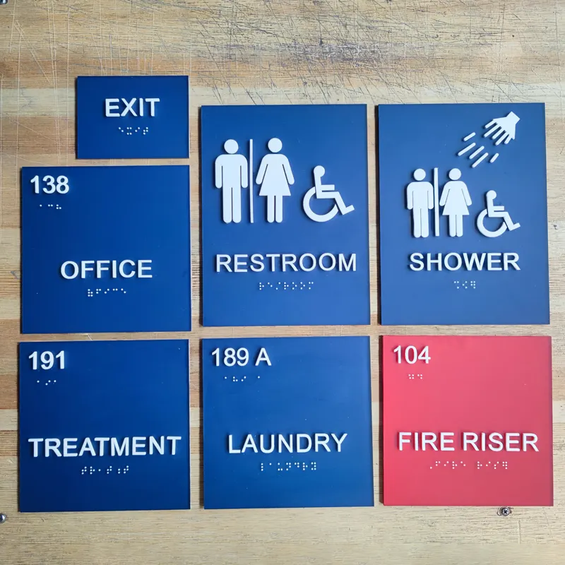 ADA compliant raised letter/braille room or suite signs.