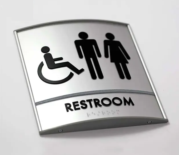 ADA compliant raised letter/braille restroom signs.