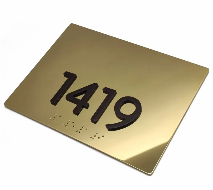 ADA compliant raised letter/braille room or suite signs.