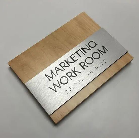 ADA compliant raised letter/braille room signs.