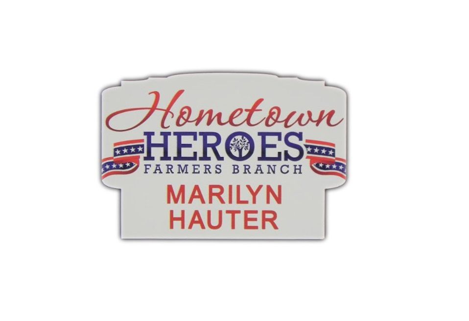 Custom banner shaped name badge.