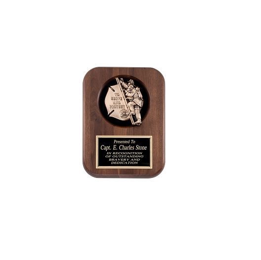 Wooden perpetual firefighter, fireman retirement plaque.