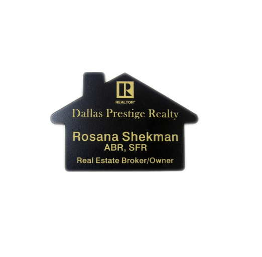 Laser engraved house shaped realtor name badge