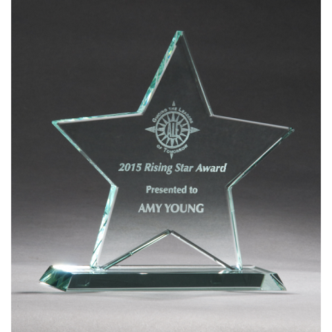 Jade glass star recognition award.