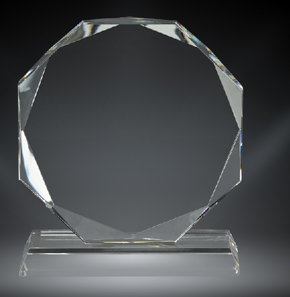 Octagon shape crystal award.