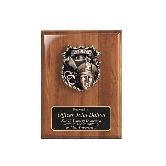 Police officer retirement award plaque.