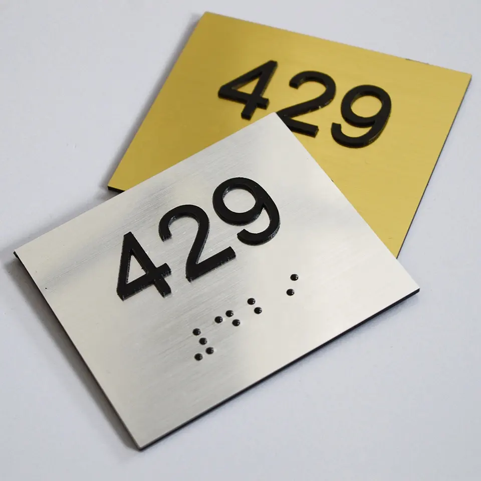 ADA compliant raised letter/braille room or suite signs.