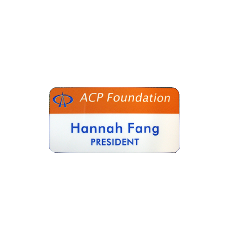 Sublimated white aluminum name badge.