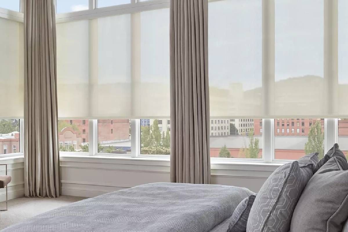 Hunter Douglas Screen Shades in an Apartment Bedroom near Elkhorn, Nebraska (NE)