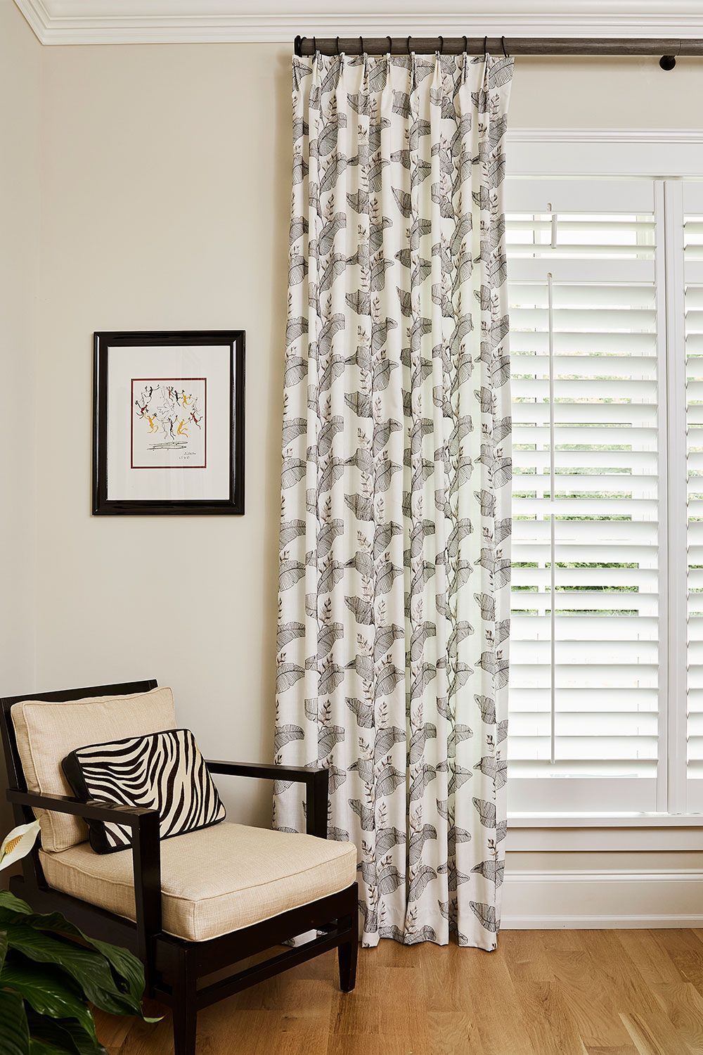 Olivia pleat custom drapery in a bedroom near Elkhorn, Nebraska (NE)