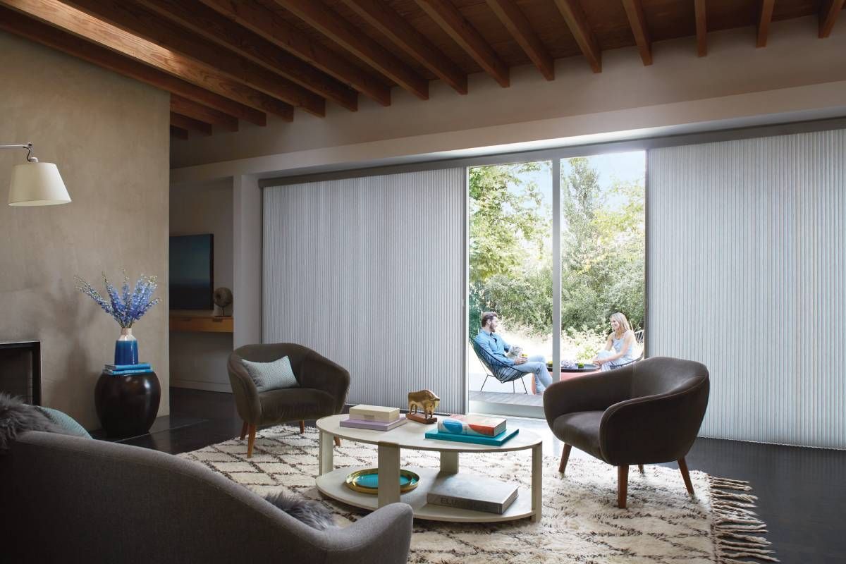 Hunter Douglas Duette® Cellular Shades with Vertiglide™ on patio doors near Elkhorn, Nebraska (NE)