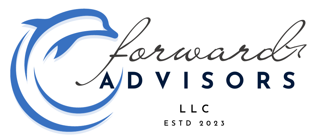 Forward Advisors LLC logo with blue swoosh and black script text on a white background